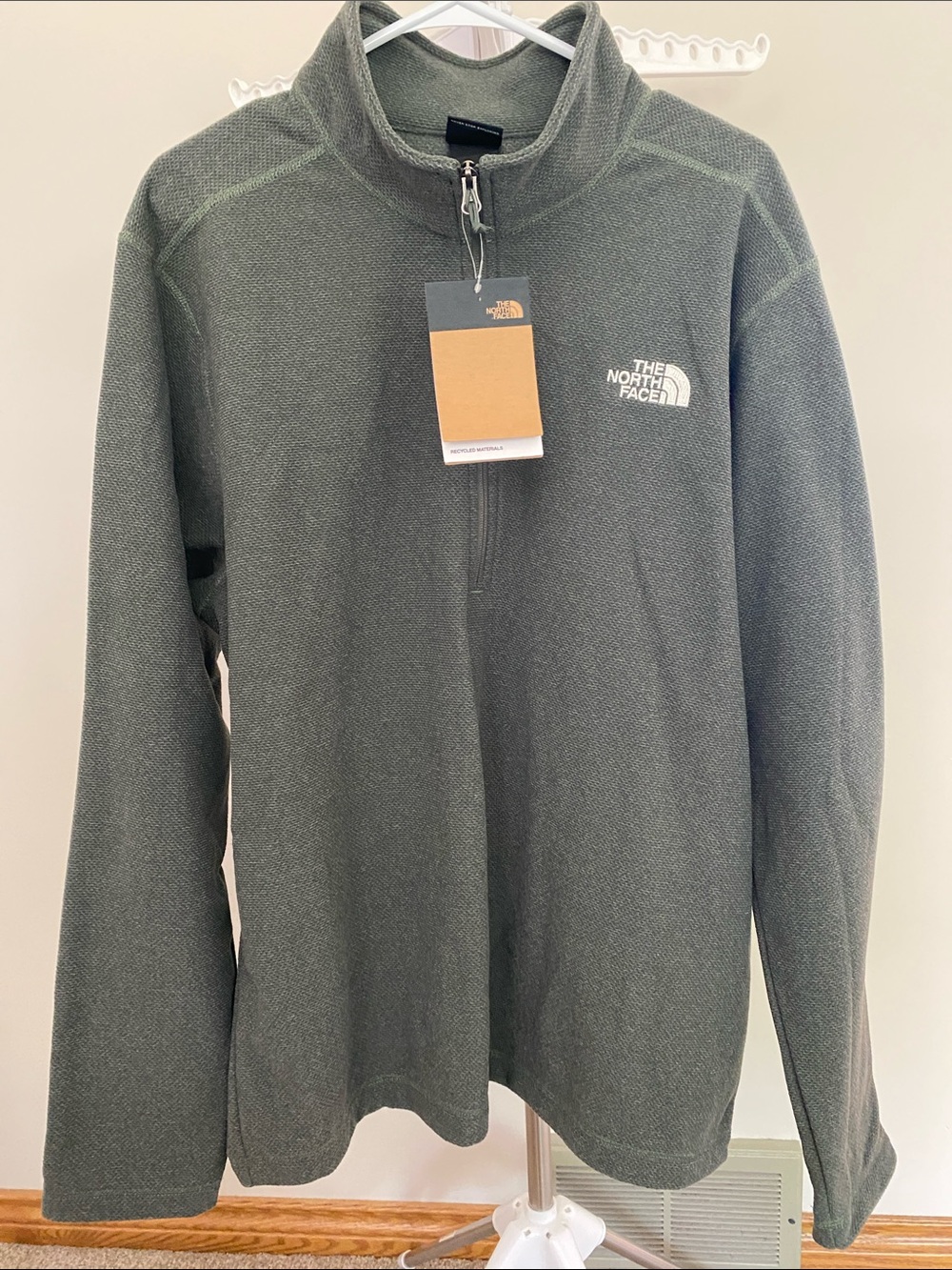 The North Face Men's Olive Green Half-Zip Sweater